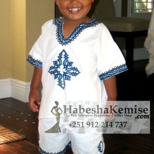 Blue Meskel Ethiopian Traditional Dress Kids-2