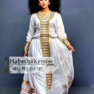 Golden Saba Ethiopian Traditional Dress-19