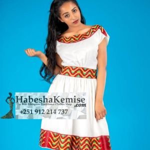 Red Tizita Ethiopian Traditional Dress-38
