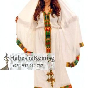 Simple Hiwot Ethiopian Traditional Dress-26