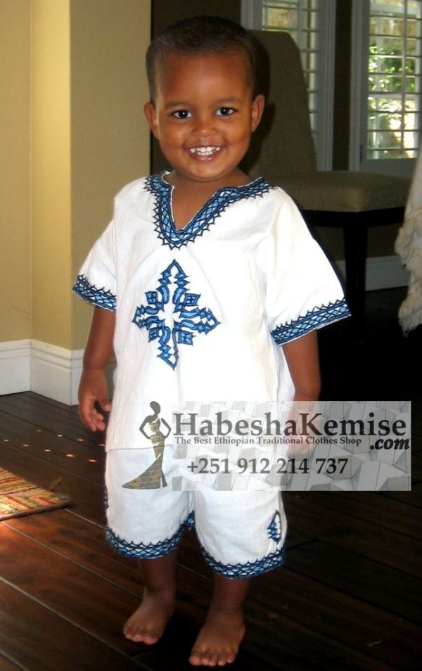 Blue Meskel Ethiopian Traditional Dress Kids-2