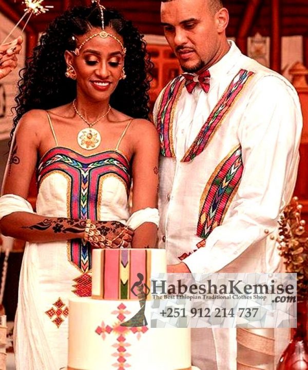 Pink Ameran Ethiopian Traditional Dress Wedding-43