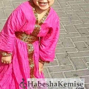 Pink Lilt Ethiopian Traditional Dress Kids-8