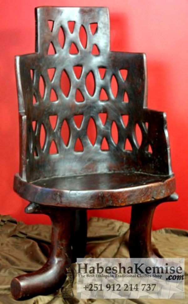 Traditional Wooden Chair Ethiopian House Decor-8